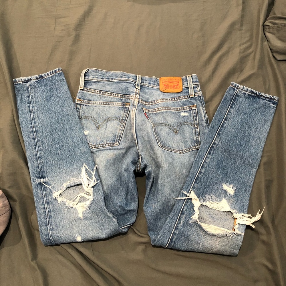 Levi’s 501 ripped high waist jeans
